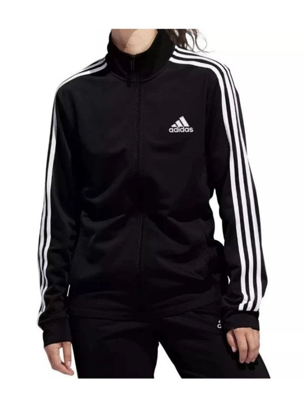 NWT Adidas Women's  S Track Jacket Black Polyester Full Zip i2144